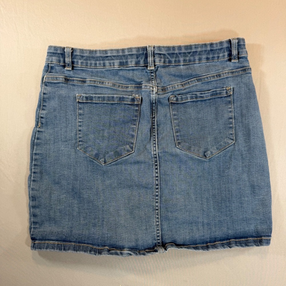 Blue Denim Button Front Mini Skirt Size 16.5 Plus Girls Women's Small Festial - Picture 6 of 10